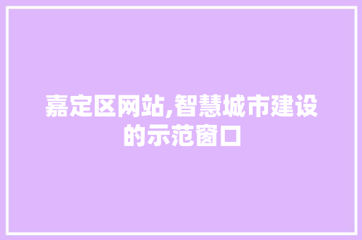 嘉定区网站,智慧城市建设的示范窗口
