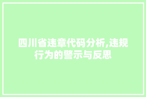 四川省违章代码分析,违规行为的警示与反思
