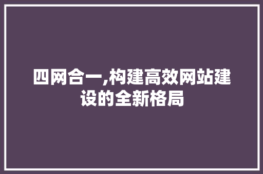 四网合一,构建高效网站建设的全新格局