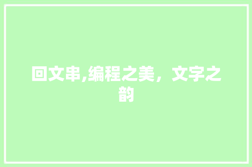 回文串,编程之美，文字之韵