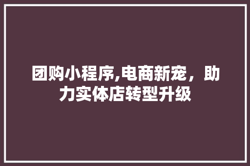 团购小程序,电商新宠，助力实体店转型升级