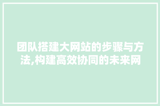 团队搭建大网站的步骤与方法,构建高效协同的未来网络平台 团队搭建大网站的步骤与方法,构建高效协同的未来网络平台 SEO关键词