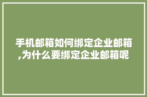 手机邮箱如何绑定企业邮箱,为什么要绑定企业邮箱呢。 手机邮箱如何绑定企业邮箱,为什么要绑定企业邮箱呢。 百度SEO