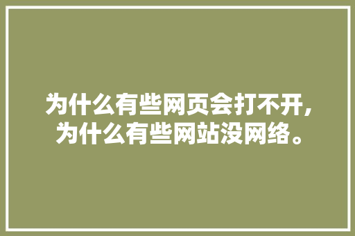 为什么有些网页会打不开,为什么有些网站没网络。