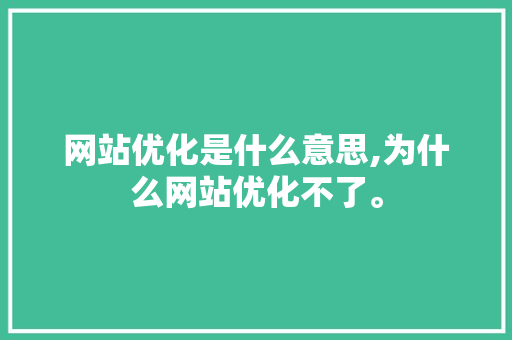 网站优化是什么意思,为什么网站优化不了。 网站优化是什么意思,为什么网站优化不了。 网站建设公司