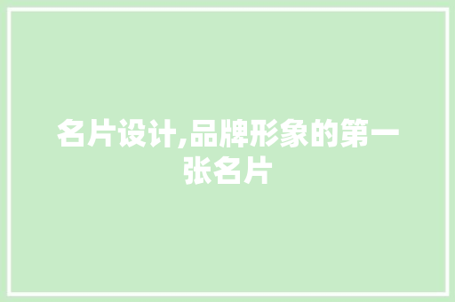 名片设计,品牌形象的第一张名片
