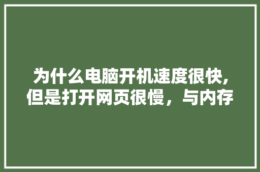 为什么电脑开机速度很快,但是打开网页很慢，与内存有没有关系,网站空间为什么访问慢了。