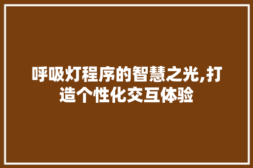 呼吸灯程序的智慧之光,打造个性化交互体验
