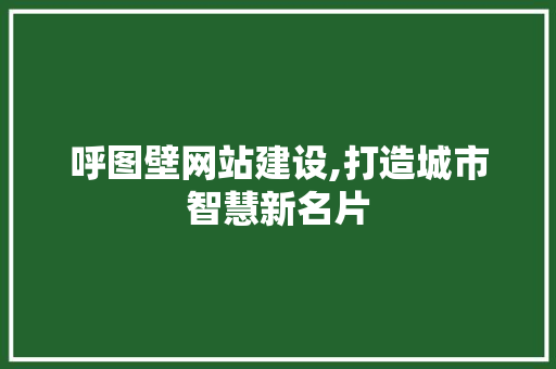 呼图壁网站建设,打造城市智慧新名片