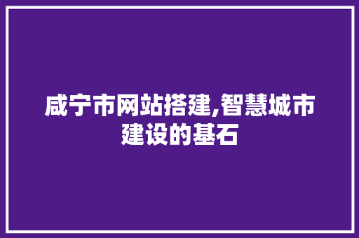 咸宁市网站搭建,智慧城市建设的基石