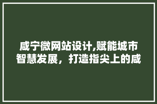 咸宁微网站设计,赋能城市智慧发展，打造指尖上的咸宁
