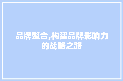 品牌整合,构建品牌影响力的战略之路 品牌整合,构建品牌影响力的战略之路 网站建设公司