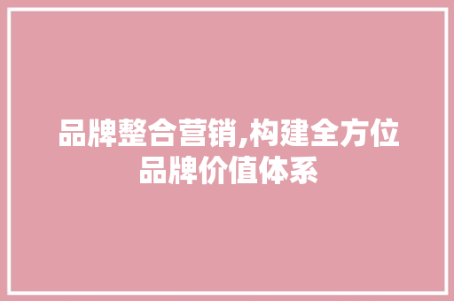 品牌整合营销,构建全方位品牌价值体系 品牌整合营销,构建全方位品牌价值体系 网站建设公司