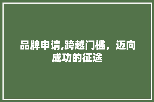 品牌申请,跨越门槛，迈向成功的征途