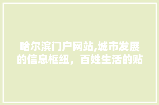 哈尔滨门户网站,城市发展的信息枢纽，百姓生活的贴心助手