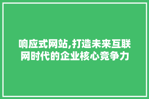 响应式网站,打造未来互联网时代的企业核心竞争力 响应式网站,打造未来互联网时代的企业核心竞争力 必应SEO