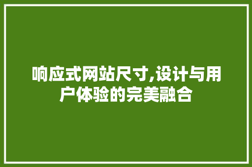 响应式网站尺寸,设计与用户体验的完美融合