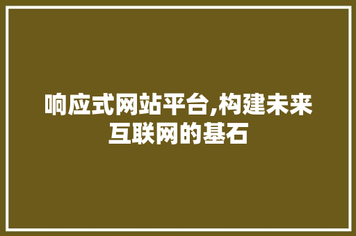 响应式网站平台,构建未来互联网的基石