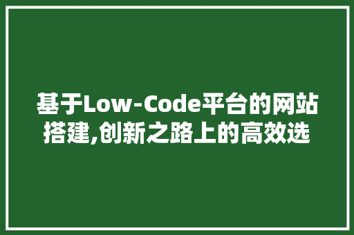 基于Low-Code平台的网站搭建,创新之路上的高效选择