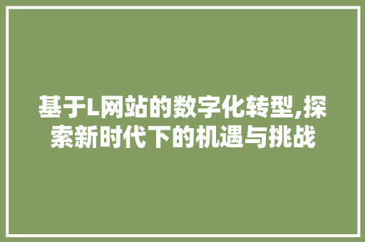 基于L网站的数字化转型,探索新时代下的机遇与挑战 基于L网站的数字化转型,探索新时代下的机遇与挑战 SEO关键词