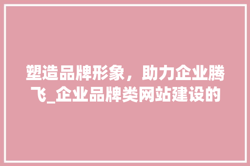 塑造品牌形象，助力企业腾飞_企业品牌类网站建设的重要性及步骤