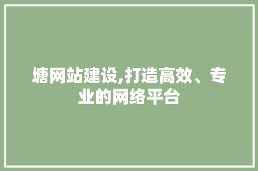 塘网站建设,打造高效、专业的网络平台 塘网站建设,打造高效、专业的网络平台 百度SEO
