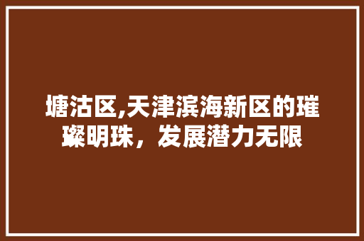 塘沽区,天津滨海新区的璀璨明珠，发展潜力无限 塘沽区,天津滨海新区的璀璨明珠，发展潜力无限 网站建设公司