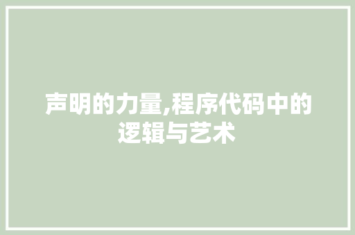 声明的力量,程序代码中的逻辑与艺术