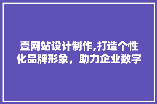 壹网站设计制作,打造个性化品牌形象，助力企业数字化转型