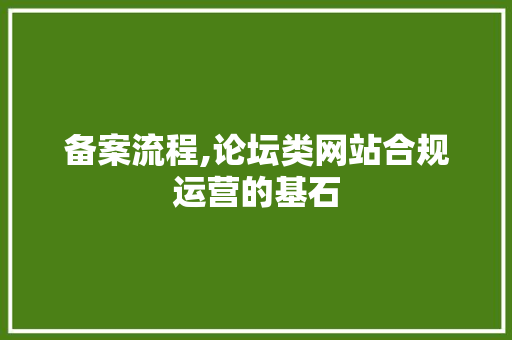 备案流程,论坛类网站合规运营的基石