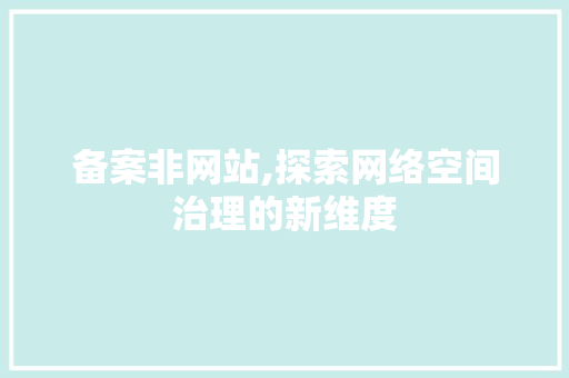备案非网站,探索网络空间治理的新维度