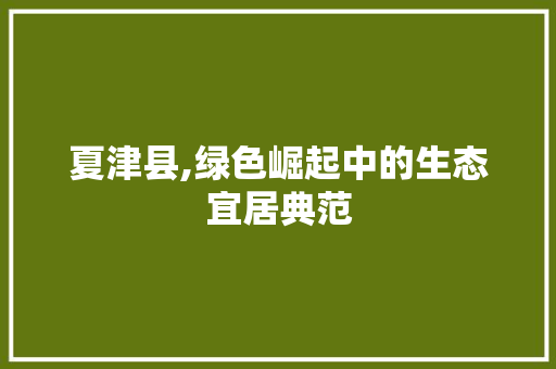 夏津县,绿色崛起中的生态宜居典范 夏津县,绿色崛起中的生态宜居典范 神马SEO