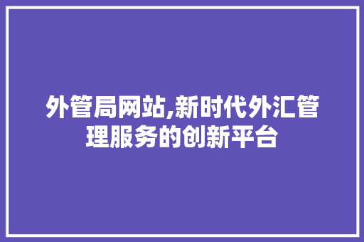 外管局网站,新时代外汇管理服务的创新平台
