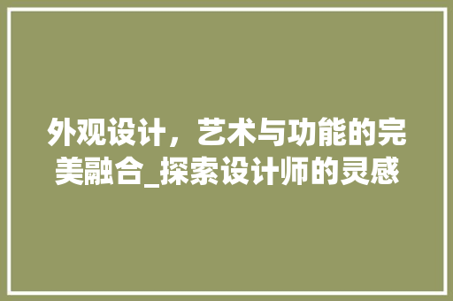 外观设计，艺术与功能的完美融合_探索设计师的灵感之源
