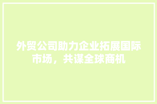 外贸公司助力企业拓展国际市场，共谋全球商机 外贸公司助力企业拓展国际市场，共谋全球商机 必应SEO