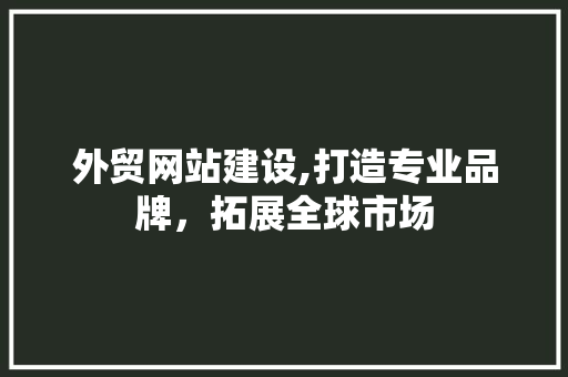 外贸网站建设,打造专业品牌，拓展全球市场 外贸网站建设,打造专业品牌，拓展全球市场 必应SEO