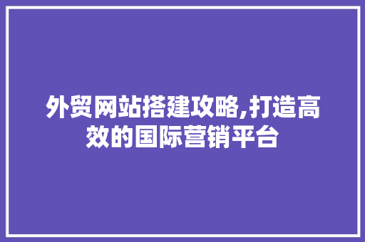 外贸网站搭建攻略,打造高效的国际营销平台 外贸网站搭建攻略,打造高效的国际营销平台 必应SEO