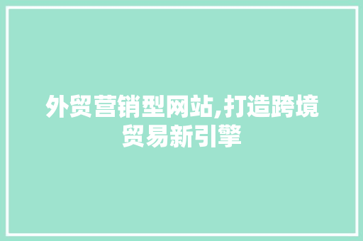 外贸营销型网站,打造跨境贸易新引擎