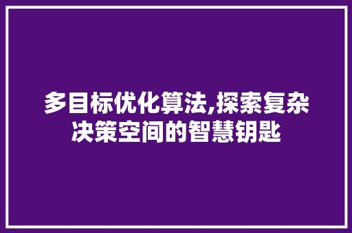 多目标优化算法,探索复杂决策空间的智慧钥匙 搜狗SEO 多目标优化算法,探索复杂决策空间的智慧钥匙 多目标优化算法,探索复杂决策空间的智慧钥匙 搜狗SEO