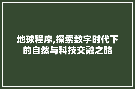 地球程序,探索数字时代下的自然与科技交融之路
