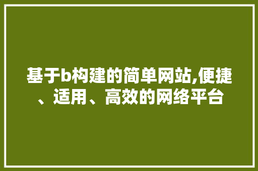 基于b构建的简单网站,便捷、适用、高效的网络平台