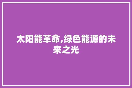 太阳能革命,绿色能源的未来之光 太阳能革命,绿色能源的未来之光 网站建设公司