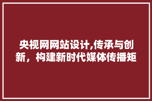 央视网网站设计,传承与创新，构建新时代媒体传播矩阵 央视网网站设计,传承与创新，构建新时代媒体传播矩阵 网站建设公司
