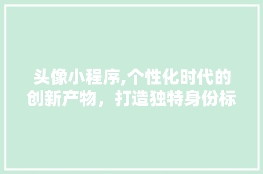 头像小程序,个性化时代的创新产物，打造独特身份标识 头像小程序,个性化时代的创新产物，打造独特身份标识 搜狗SEO