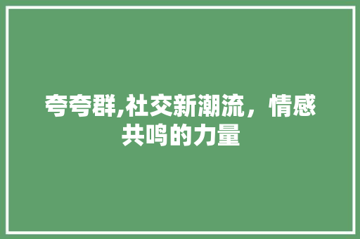 夸夸群,社交新潮流，情感共鸣的力量