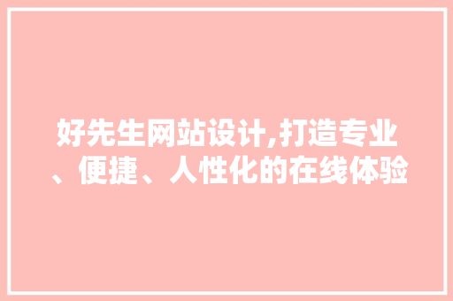 好先生网站设计,打造专业、便捷、人性化的在线体验