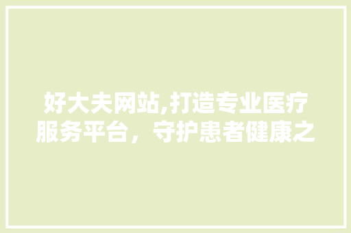 好大夫网站,打造专业医疗服务平台，守护患者健康之路