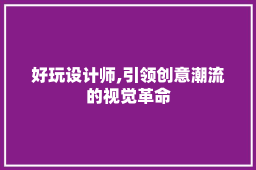 好玩设计师,引领创意潮流的视觉革命