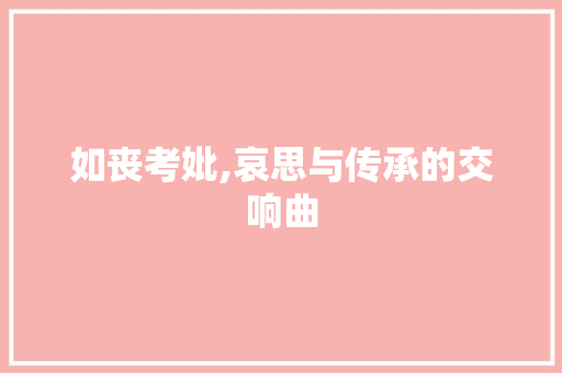 如丧考妣,哀思与传承的交响曲 如丧考妣,哀思与传承的交响曲 SEO关键词