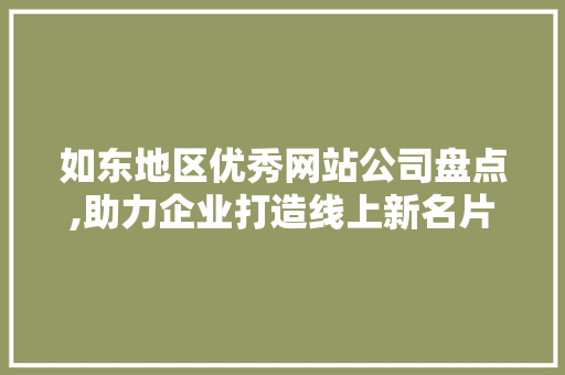 如东地区优秀网站公司盘点,助力企业打造线上新名片